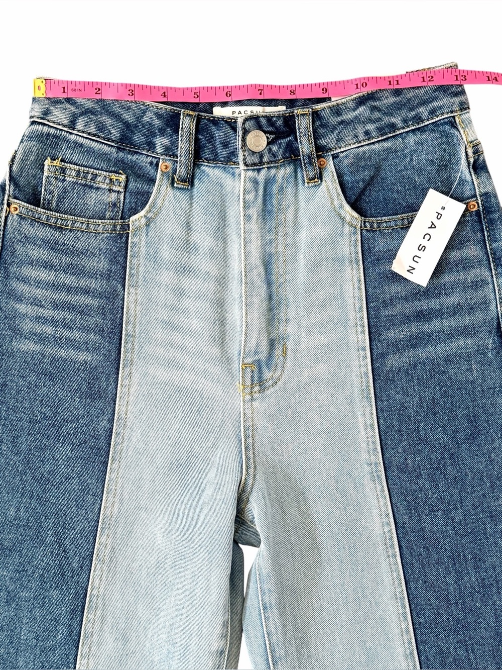 PacSun Two Tone 90s Boyfriend Straight Jeans Colorblock NWT 26 - Picture 9 of 12